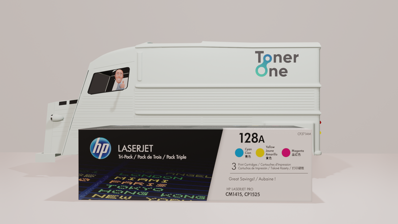 Genuine HP 128A Tripack Laserjet Toner Cartridges -CF371AM - Tri-color