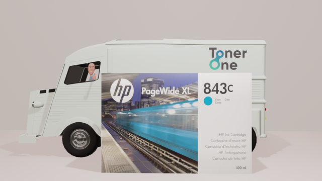 Genuine HP 843C 400-ml Cyan PageWide XL Ink Cartridge - C1Q66A