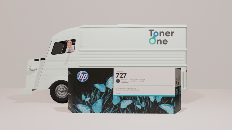Genuine HP 727 130ml | 727 300ml High and Extra High Capacity Matte Black Ink Cartridges - B3P22A | C1Q12A