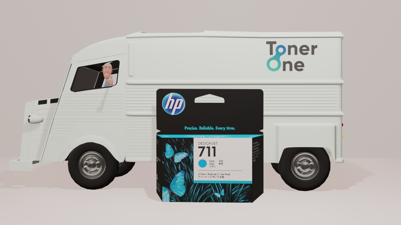 Genuine 3 Pack of HP 711 Cyan Ink Cartridges | CZ134A